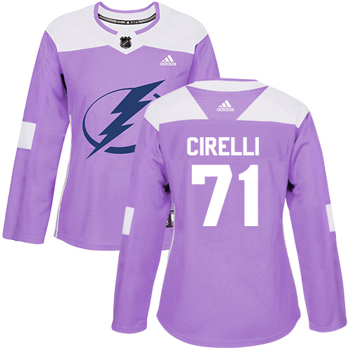 Adidas Tampa Bay Lightning 71 Anthony Cirelli Purple Authentic Fights Cancer Women Stitched NHL Jersey